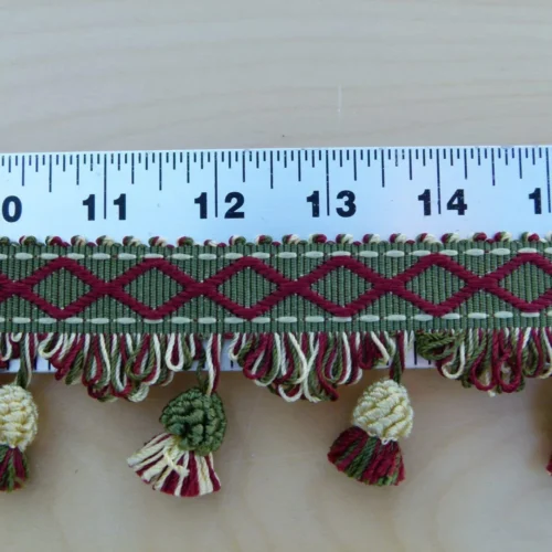 By Yard Scalamandre Muriel Silk Tassel Fringe Red Gold Green MSRP USD 159/Y