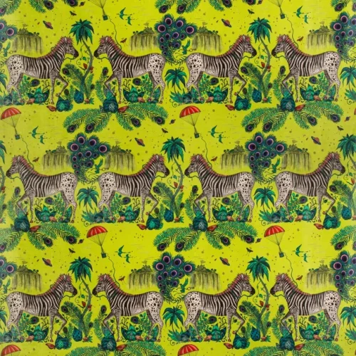 F147701_CAC By Y Kravet Lost World Velvet Print Lime Green Zebra Jungle MSRP USD 316/YD Special Order