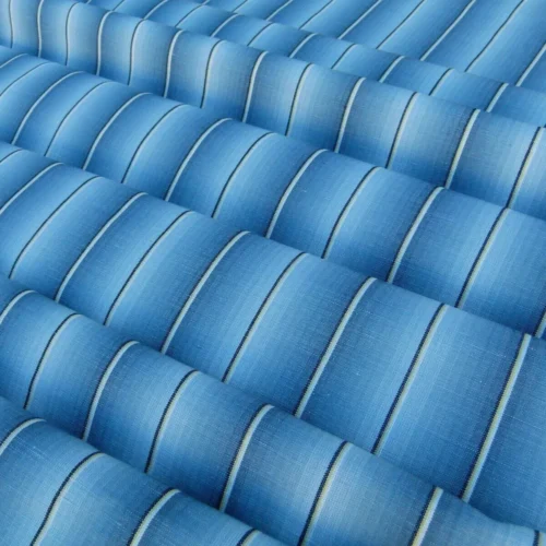 P1040895 By Yard Scalamandre  Old World Weavers Lindy Blue Stripe Linen Cotton Woven MSRP USD 124/Y