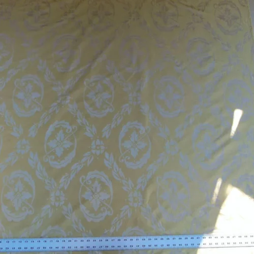 P1050871 Scalamandre Navonna Gold Yellow Neoclassical Silk Lampas Medallion Crest MSRP USD 444/yard  Old World Weavers