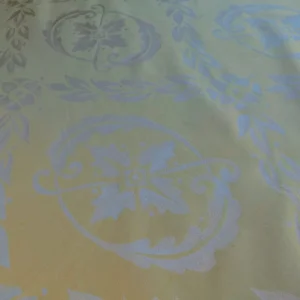 P1050872 Scalamandre Navonna Gold Yellow Neoclassical Silk Lampas Medallion Crest MSRP USD 444/yard  Old World Weavers