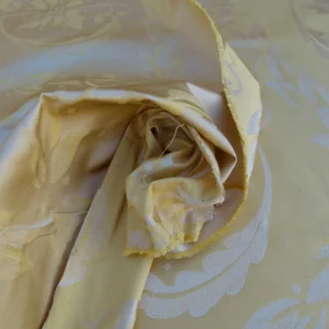 P1050875 Scalamandre Navonna Gold Yellow Neoclassical Silk Lampas Medallion Crest MSRP USD 444/yard  Old World Weavers