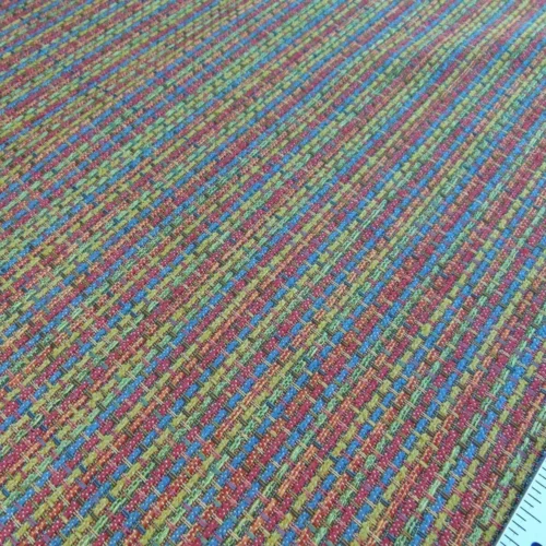 P1050880 Scalamandre Cashiers Red Blue Pink Green Mini Texture Rayon Cotton Tweed Thick! Old World Weavers MSRP USD 136/Y