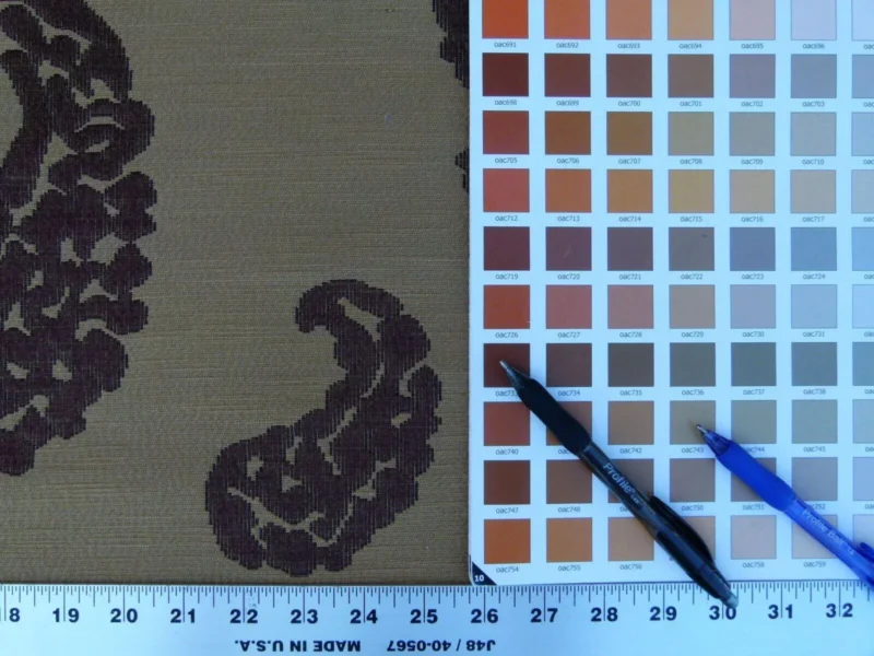 P1050925 Scalamandre Katmandu Marrone Brown Chocolate Hazelnut Gold Silk Lampas Paisley MSRP USD 364