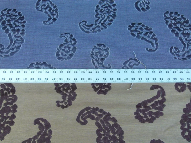 P1050928 Scalamandre Katmandu Marrone Brown Chocolate Hazelnut Gold Silk Lampas Paisley MSRP USD 364