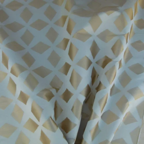 P1050988 Scalamandre Polygon "gold" Watkins Brilliant Cream Silk Cotton Old World Weavers MSRP USD 260/Y