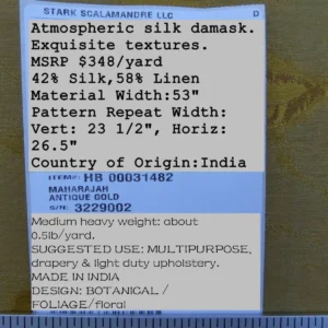 P1060010 By Yard Scalamandre Grey Watkins Maharajah Antique Gold Yellow Silk Linen Damask Reversible MSRP USD 348/Y