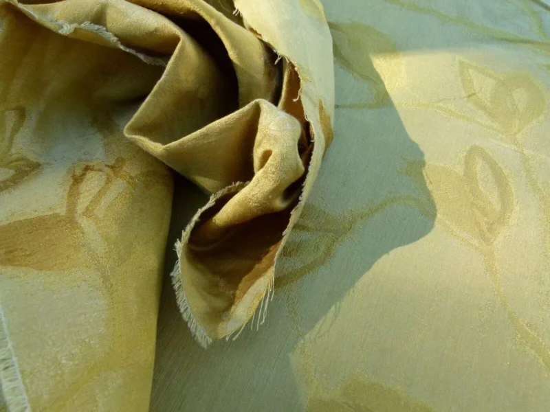 P1060012 By Yard Scalamandre Grey Watkins Maharajah Antique Gold Yellow Silk Linen Damask Reversible MSRP USD 348/Y