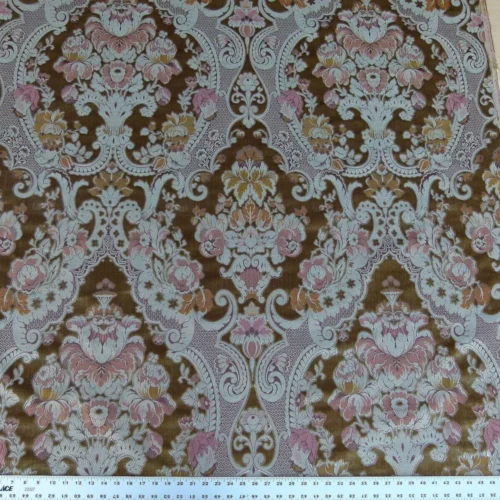 By Yd Scalamandre Old World Weavers Tosca "brown" Gold Pink Silk Velvet Cut Velvet Gold Rose Rt6