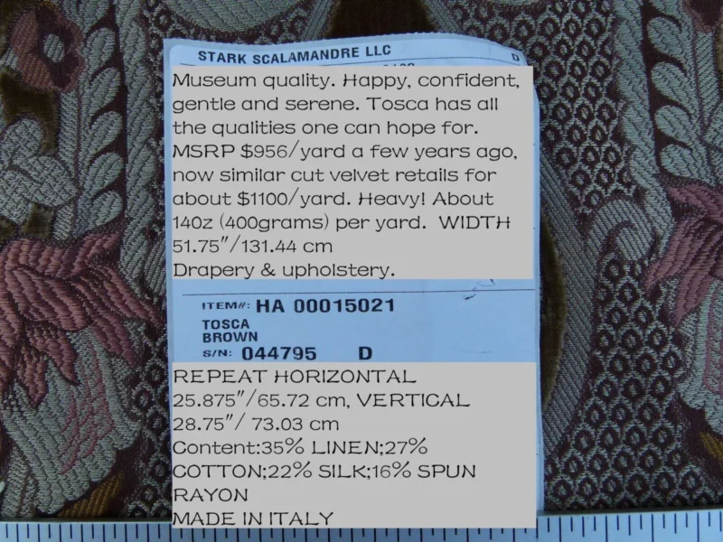 P1060121 By Yd Scalamandre Old World Weavers Tosca "brown" Gold Pink Silk Velvet Cut Velvet Gold Rose Rt6