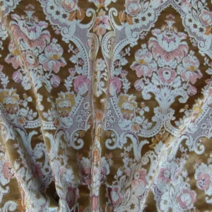 P1060124 By Yd Scalamandre Old World Weavers Tosca "brown" Gold Pink Silk Velvet Cut Velvet Gold Rose Rt6