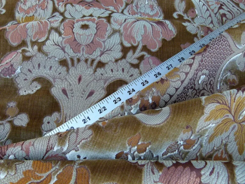 P1060125 By Yd Scalamandre Old World Weavers Tosca "brown" Gold Pink Silk Velvet Cut Velvet Gold Rose Rt6
