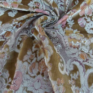 P1060126 By Yd Scalamandre Old World Weavers Tosca "brown" Gold Pink Silk Velvet Cut Velvet Gold Rose Rt6