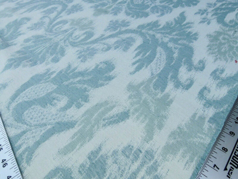 Scalamandre Renaissance Hardy Damask Aquas On Crème Blue White Cotton Viscose MSRP USD 218/Y