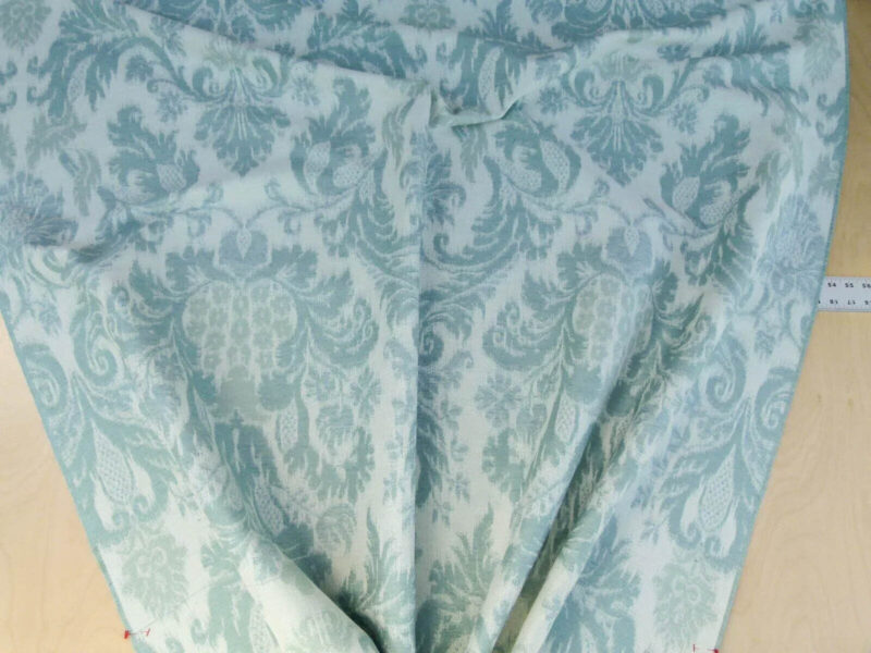 Scalamandre Renaissance Hardy Damask Aquas On Crème Blue White Cotton Viscose MSRP USD 218/Y