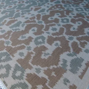 P1060181 Scalamandre Tropical Ikat Bali Coffee And Celadon Blue Emerald Green MSRP USD270/y