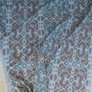 Scalamandre Tropical Ikat Bali Coffee And Celadon Blue Emerald Green MSRP USD270/y