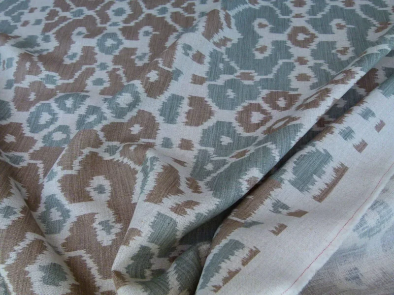 Scalamandre Tropical Ikat Bali Coffee And Celadon Blue Emerald Green MSRP USD270/y