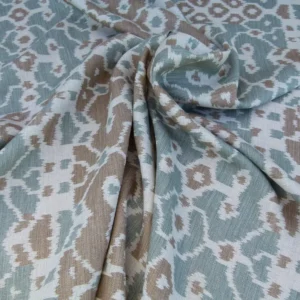 Scalamandre Tropical Ikat Bali Coffee And Celadon Blue Emerald Green MSRP USD270/y