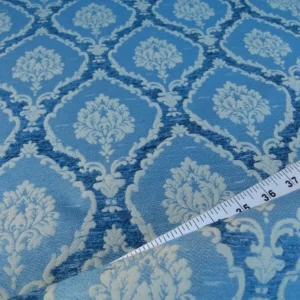 P1060202 Scalamandre Ecussons Blue Classic Medallion Renaissance Damask Woven MSRP USD 410/Y