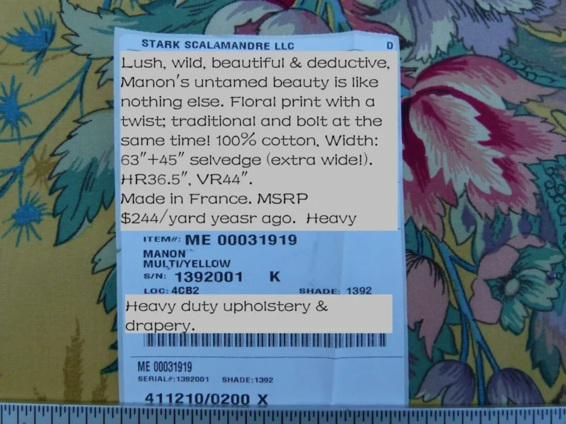 P1060249 Bty Scalamandre Manon Multi/yellow Green Red Pink Blue Wild Tropical Floral Opera MSRP USD 244/Y