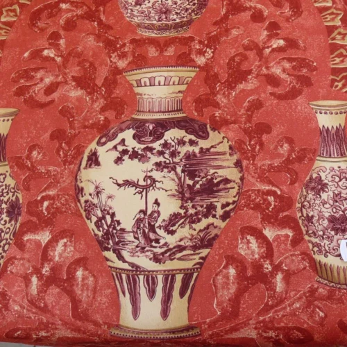P1400613 By Yd Lee Jofa Vasi Cinesi Print Chinese Ginger Jar Vase Red Plum Cotton MSRP USD 196/y