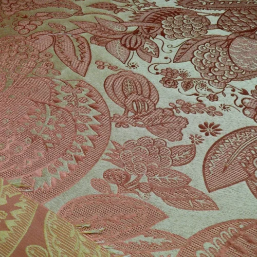 P1660775 4.125y Coraggio Textile Brocade Orange Red Gold Exotic Fruits Grapes Cocao  #1658