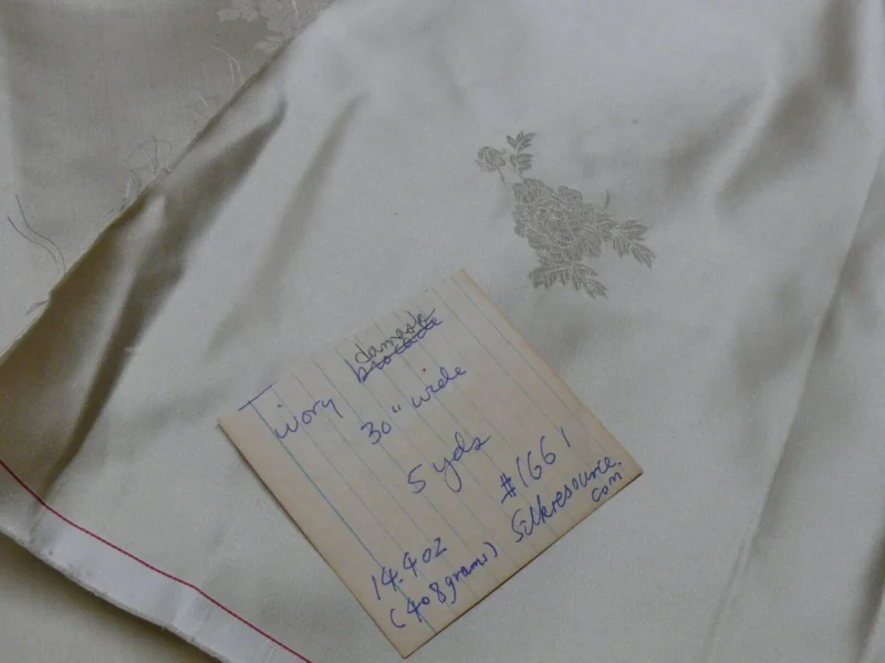 5y X 30"w Ivory White Peony Flower "ying Tai" Of Hong Kong Silk Brocade By Ying Tai Bespoke