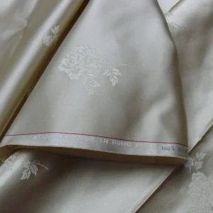 5y X 30"w Ivory White Peony Flower "ying Tai" Of Hong Kong Silk Brocade By Ying Tai Bespoke