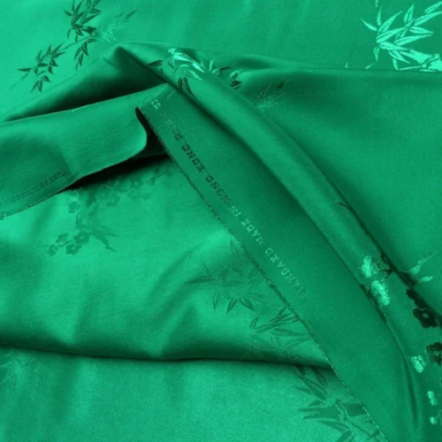 P1660812 3y X 48" Emerald Green "standard" Made In Hong Kong Bamboo & Winter Plum Silk Brocade By Blakely