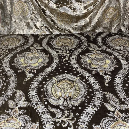 img_2087 Brunschwig & Fils Octavia Silk Velvet Print Tiger's Eye Black Brown Gold MSRP USD 394/y