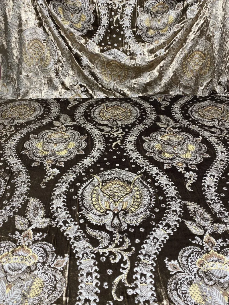 img_2087 Brunschwig & Fils Octavia Silk Velvet Print Tiger's Eye Black Brown Gold MSRP USD 394/y