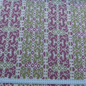 Scalamandre Tropical Ikat Bali Roses And Moss Red Pink And Green MSRP USD 270/y