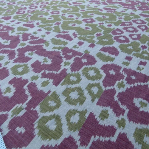 P1060801 Scalamandre Tropical Ikat Bali Roses And Moss Red Pink And Green MSRP USD 270/y