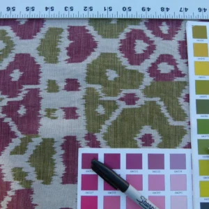 Scalamandre Tropical Ikat Bali Roses And Moss Red Pink And Green MSRP USD 270/y