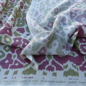 Scalamandre Tropical Ikat Bali Roses And Moss Red Pink And Green MSRP USD 270/y