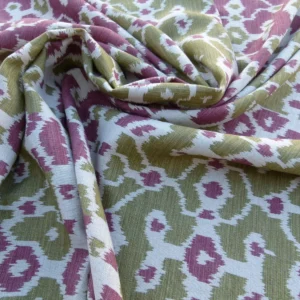 Scalamandre Tropical Ikat Bali Roses And Moss Red Pink And Green MSRP USD 270/y