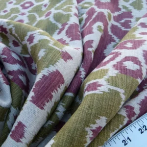 Scalamandre Tropical Ikat Bali Roses And Moss Red Pink And Green MSRP USD 270/y