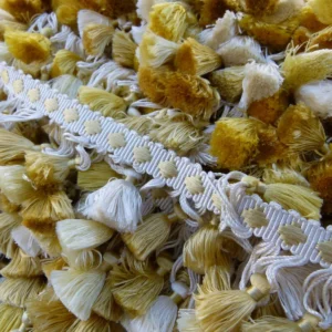 P1060840 Scalamandre Moulin Yellows 100% Silk Tassel Trim Hand Made Yellow Gold Cream MSRP USD 280/Y
