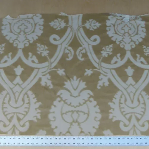 P1090052 0.8 Yard Scalamandre Fonthill Velours Savoie Beige Cut Velvet 100% Cotton Old World Weavers MSRP USD 304/Y
