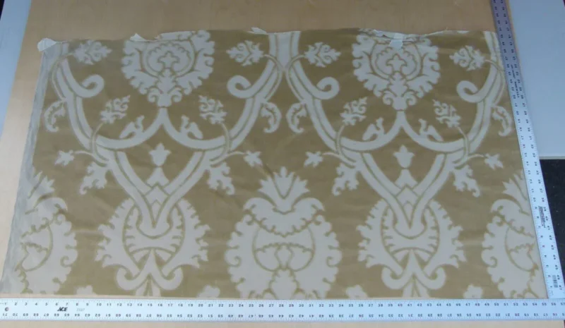 P1090052 0.8 Yard Scalamandre Fonthill Velours Savoie Beige Cut Velvet 100% Cotton Old World Weavers MSRP USD 304/Y