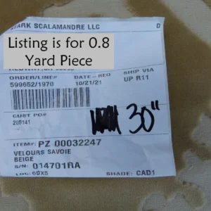 P1090053 0.8 Yard Scalamandre Fonthill Velours Savoie Beige Cut Velvet 100% Cotton Old World Weavers MSRP USD 304/Y