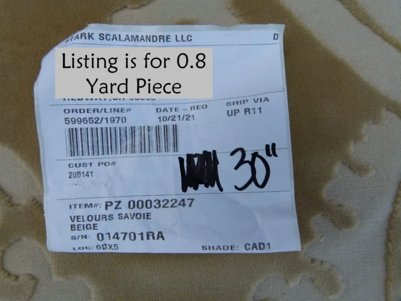 P1090053 0.8 Yard Scalamandre Fonthill Velours Savoie Beige Cut Velvet 100% Cotton Old World Weavers MSRP USD 304/Y