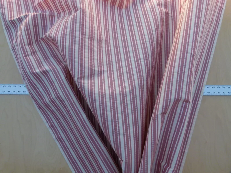 by yard Scalamandre Helsey Rose Red Pink Linen Silk Iridescent Stripe MSRP USD 296/Y
