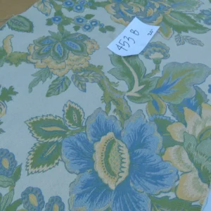 0.6 Yards Young Lampas Blue Green Tree Peony Viscose 453b