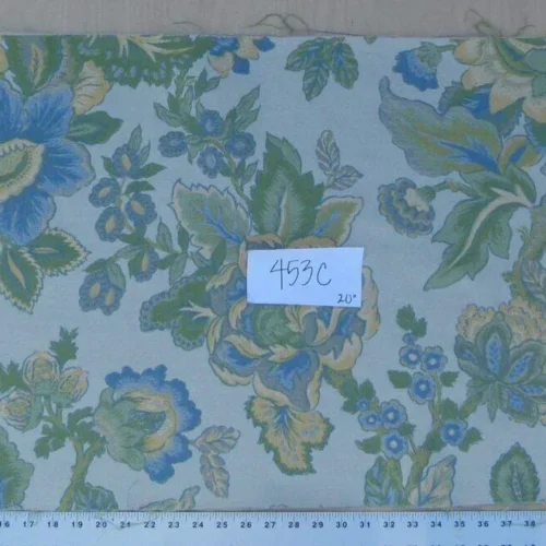 P1090903 0.6 Yards Young Lampas Blue Green Tree Peony Viscose 453c