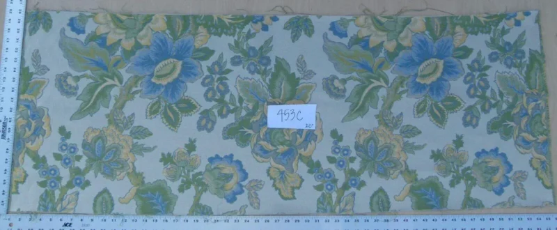 P1090903 0.6 Yards Young Lampas Blue Green Tree Peony Viscose 453c