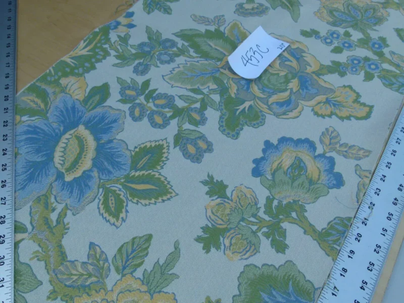 P1090904 0.6 Yards Young Lampas Blue Green Tree Peony Viscose 453c