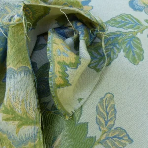 P1090918 0.6 Yards Young Lampas Blue Green Tree Peony Viscose 453c