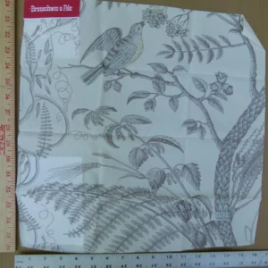 P1090923 Brunschwig & Fils Bird & Thistle Print Grey - by the yard MSRP USD316/y